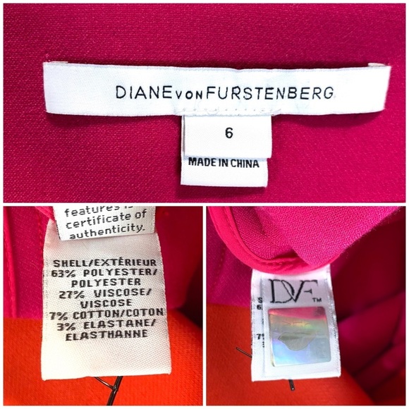 DIANE von Furstenberg Millie Long Sleeve Color Shift Block Dress Pink Navy Sz 6 - Picture 5 of 10